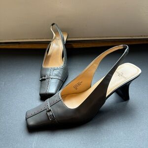 Leather Detailed Sling Back Heel